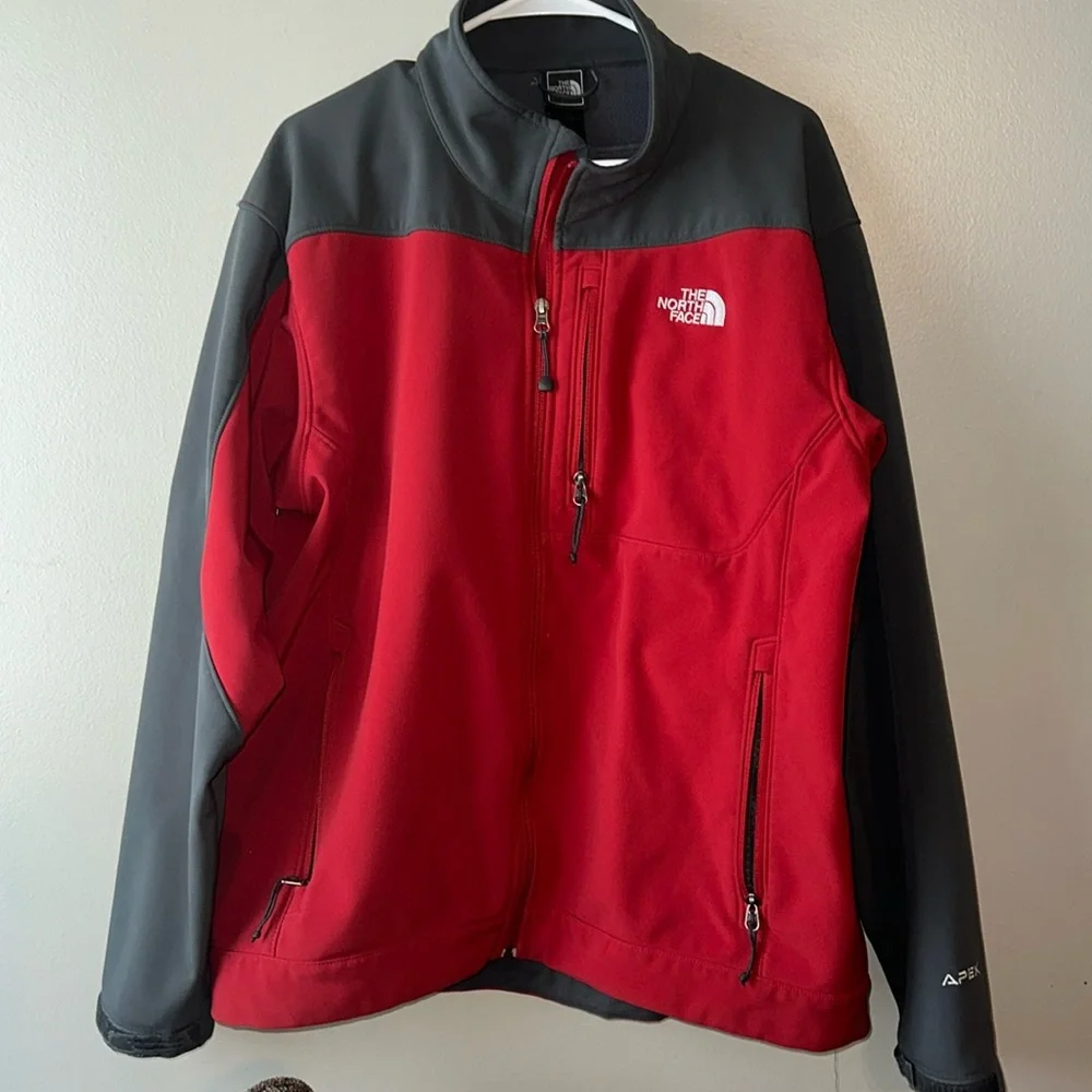 The North Face Jacket‎ Coat Maroon Grey XL Zip Up Front